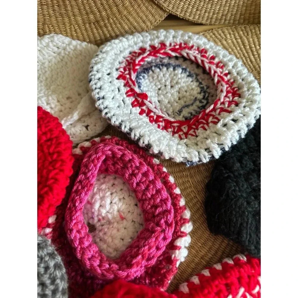 Lot of 9 Small hand knit Beret hats